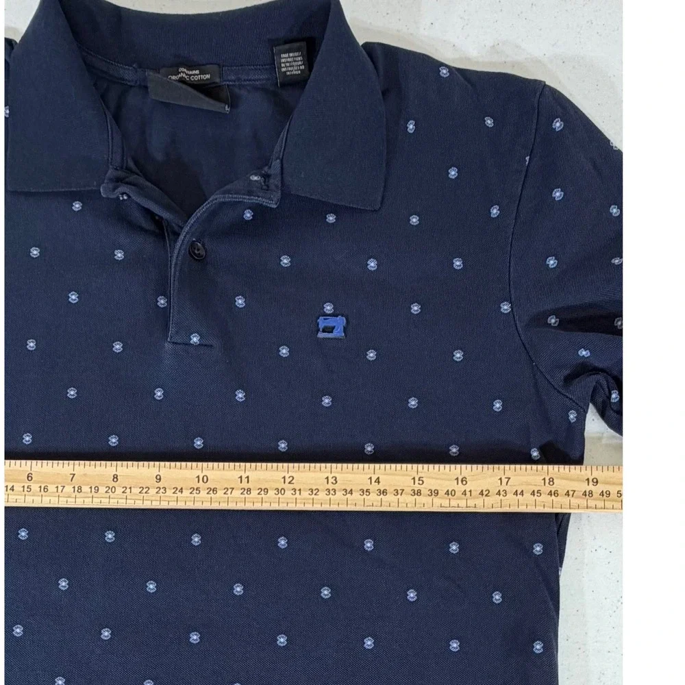 Scotch & Soda Polo Shirt Small Navy Organic Cotton Micro Print Preppy Minimalist